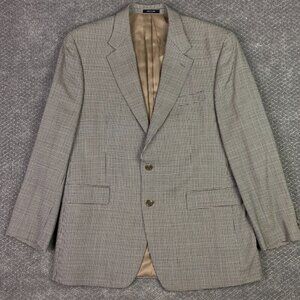 Lauren Ralph Lauren Sport Coat Blazer Men's 43R Houndstooth Wool Brown Blue